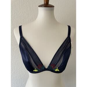 Simone Perele Lingerie Women Bra Elsa Floral Embroidered Night Blue